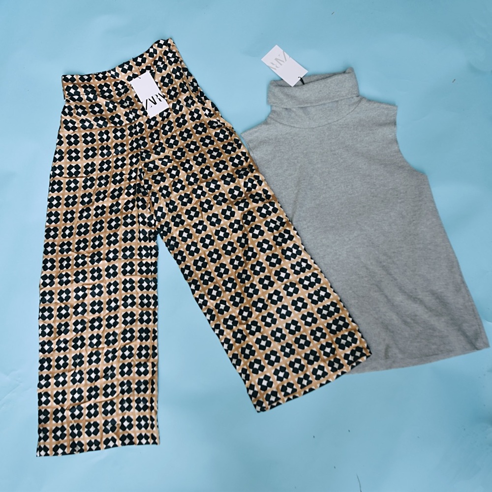 ZARA silk pattern pants